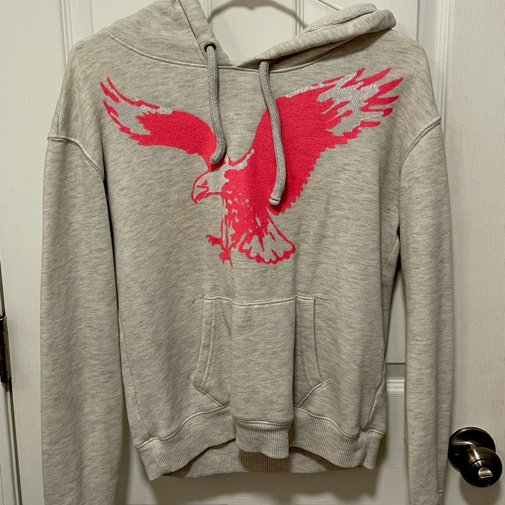 American Eagle Pink And Gray Hoodie